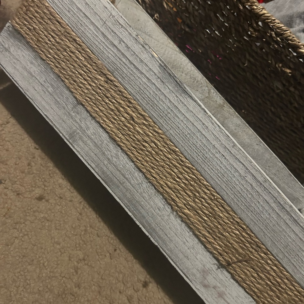 Rustic Wooden Tray with Rope Accent